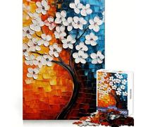 Rompecabezas de 1000 Piezas con diseño de árbol en Flor Blanca para Adolescentes Ideal para ejercitar la Memoria, relajar la Mente y divertirse Ajuste Navidad (38x26cm)