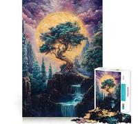 Rompecabezas de 1000 Piezas con diseño de árbol místico, bonsái y Cascada Dorada para Adultos Juguete de lógica y Entretenimiento Bordes Suaves Regalo conmovedor (38x52cm)