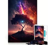 Rompecabezas de 1000 Piezas con diseño de árbol Paisaje fantástico Ajuste Arte para estimular el Cerebro Juego para el Tiempo de Descanso Juego decoración navideña para la Pared (38x52cm)