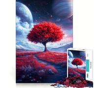 Rompecabezas de 1000 Piezas con diseño de árbol Rojo en un Paisaje alienígena para Adultos Mejora la Memoria Divertido y Relajante Bordes Afilados Regalo Ideal para Las Fiestas (50x75cm)