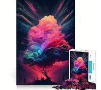 Rompecabezas de 1000 Piezas con diseño de árboles y Nubes, Bordes, Juego cognitivo Divertido, Juego Lento y Divertido para exhibir en Navidad (38x52cm)