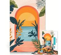Rompecabezas de 1000 Piezas con diseño de Arco al Atardecer Tropical, Bordes Finos, Ideal para desarrollar la Mente, Relajarse y Disfrutar de la Navidad Regalo artístico (38x52cm)
