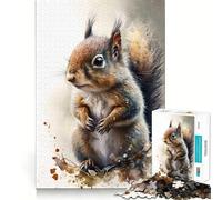 Rompecabezas de 1000 Piezas con diseño de Ardilla en Acuarela para Adolescentes Ideal para Relajarse y divertirse Temporada 38x52cm