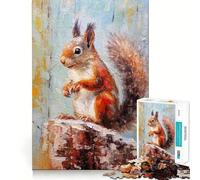 Rompecabezas de 1000 Piezas con diseño de Ardilla Pintada con Paleta, Juguete para Adultos Que desafía el Cerebro y Alivia el estrés Decoración de Pared con Bordes definidos (50x75cm)