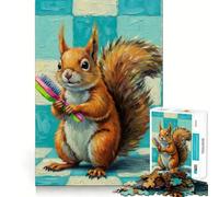 Rompecabezas de 1000 Piezas con diseño de Ardilla pintando con Pincel, Ideal para Adolescentes Juguete para desarrollar la Mente y la Creatividad Divertido diseño para armar Regalo Elegante 38x52cm