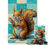 Rompecabezas de 1000 Piezas con diseño de Ardilla pintando con Pincel, Ideal para Adolescentes Juguete para desarrollar la Mente y la Creatividad Divertido diseño para armar Regalo Elegante 38x52cm