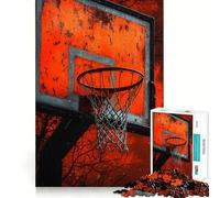 Rompecabezas de 1000 Piezas con diseño de aro de Baloncesto Desgastado contra Cielo Rojo para Adolescentes Ideal para divertirse Jugando Se ensambla Perfectamente sin Dejar Huecos Actividad Nocturna
