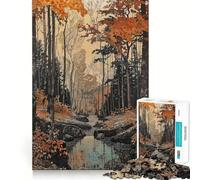 Rompecabezas de 1000 Piezas con diseño de Arroyo en un Bosque otoñal Juego de Rompecabezas para armar,ejercitar la Mente,Relajarse y divertirse en el cumpleaños Regalo Ideal (50x75cm)