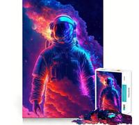 Rompecabezas de 1000 Piezas con diseño de Astronauta Espacial neón,Arte de Corte preciso,desafío Mental,Regalo Divertido para el Tiempo Libre,decoración navideña para la Pared (38x26cm)