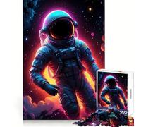 Rompecabezas de 1000 Piezas con diseño de Astronauta Espacial neón Brillante para Adultos: práctica de razonamiento,relajación y atención plenaBordes de Primera calidadRegalo Ideal para Las Fiestas