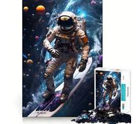 Rompecabezas de 1000 Piezas con diseño de Astronauta Surfista para Adolescentes Mejora la Memoria, diversión Relajante, Bordes Afilados, 38x26cm