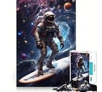 Rompecabezas de 1000 Piezas con diseño de Astronauta Surfista para Adolescentes Mejora la Memoria, diversión Relajante, Bordes Afilados, 38x26cm