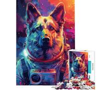 Rompecabezas de 1000 Piezas con diseño de Astronauta y Pastor alemán para Adultos Juguetes antiestrés para desarrollar el Pensamiento lógico y el análisis Actividades Divertidas para Hacer en casa