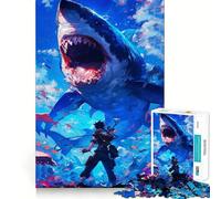 Rompecabezas de 1000 Piezas con diseño de Ataque de tiburón para Adolescentes Juguete Educativo y Divertido Diseño Compacto 38x26cm