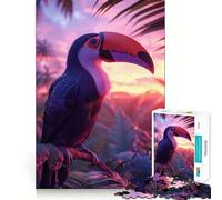 Rompecabezas de 1000 Piezas con diseño de Atardecer y tucán para Adolescentes Juguete de razonamiento y Habilidad Tranquilo y silencioso Corte Exacto Sorpresa navideña 38x26cm
