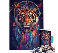 Rompecabezas de 1000 Piezas con diseño de atrapasueños de Tigre Rompecabezas artístico para Adolescentes Entrena tu Cerebro y Tus Manos Regalo Ideal para Amigos y Familiares 38x26cm