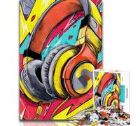 Rompecabezas de 1000 Piezas con diseño de Auriculares para Adultos, Ideal para Jugar en Familia o como decoración de Pared, cumpleaños y Navidad 75x50cm