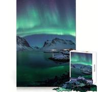 Rompecabezas de 1000 Piezas con diseño de Aurora Boreal sobre Las Islas Lofoten,Noruega,para adolescentesIdeal para ejercitar la Mente,Relajarse y divertirseDiseño uniformePerfecto para Navidad
