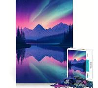 Rompecabezas de 1000 Piezas con diseño de Auroras boreales, montaña y Lago, Ideal para Adolescentes Juguete de Habilidad para un Momento de Tranquilidad Corte preciso Regalo increíble (38x26cm)
