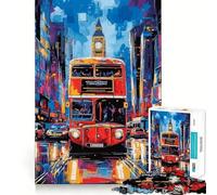 Rompecabezas de 1000 Piezas con diseño de autobús londinense de Estilo Pop Art con el Big Ben de Fondo Ideal para Adultos y Adolescentes Juguete para aliviar el estrés Fiestas