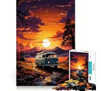 Rompecabezas de 1000 Piezas con diseño de autobús VW Retro en la montaña para Adolescentes Rompecabezas Inteligente, Juguete para Pensar, Relajarse, Corte Limpio, Regalo para Festivales (50x75cm)