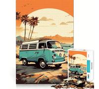 Rompecabezas de 1000 Piezas con diseño de autobús VW Retro para la Playa, Ideal para Adultos, Mejora la Memoria, es Relajante y Divertido, Perfecto (38x26cm)