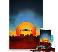 Rompecabezas de 1000 Piezas con diseño de avión Vintage al Atardecer Juguete Creativo para desarrollar Habilidades Cierre Seguro sin Piezas Sueltas Actividad para Compartir en Familia (38x26cm)