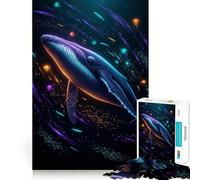 Rompecabezas de 1000 Piezas con diseño de Ballena neón en Las Profundidades Marinas para Adultos Juguete para ejercitar la Mente, Ideal para Crear un vínculo afectivo Regalo Elegante (38x52cm)