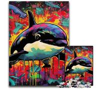 Rompecabezas de 1000 Piezas con diseño de Ballena Pintada a Mano para Adultos. Ideal para Parejas, Navidad, Año Nuevo y San Valentín. 50x75cm/19,68x29,52 Pulgadas.