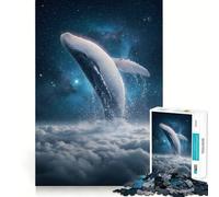 Rompecabezas de 1000 Piezas con diseño de Ballena Saltando Entre Las Nubes hacia el Espacio Juguete para desarrollar la Capacidad cognitiva Superficie Lisa y sin Rebabas Actividad para Grupos