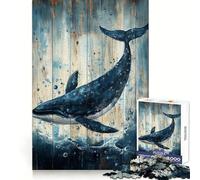 Rompecabezas de 1000 Piezas con diseño de Ballenas sobre Panel de Madera para Adolescentes Ideal para ejercitar la Mente, entretenerse y Encontrar Navidad (38x26cm)
