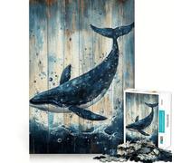 Rompecabezas de 1000 Piezas con diseño de Ballenas sobre Panel de Madera para Adultos Juego Divertido y fácil de armar Ideal para Disfrutar en Familia (38x52cm)