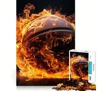 Rompecabezas de 1000 Piezas con diseño de balón de Baloncesto en Llamas,Corte preciso,Juguete para desarrollar la Capacidad cognitiva,Juego Relajante para cumpleaños (38x26cm)