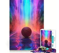 Rompecabezas de 1000 Piezas con diseño de balón de Baloncesto neón Deportivo para Adultos, Juguete para ejercitar la Mente, diversión Casual, Corte de precisión, Regalo artístico 38x52cm