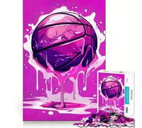 Rompecabezas de 1000 Piezas con diseño de balón de Baloncesto Rosa y Pintura goteando, Ideal para Adolescentes Mejora la Memoria, relaja la Mente y es un Regalo Creativo con Bordes Afilados (38x26cm)