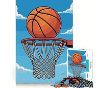Rompecabezas de 1000 Piezas con diseño de Baloncesto y aro bajo un Cielo Azul Rompecabezas de lógica con articulaciones afiladas Juego de Mesa Acogedor Regalo Divertido de Navidad (50x75cm)