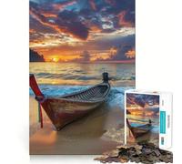 Rompecabezas de 1000 Piezas con diseño de Barco de Pesca tailandés en la Playa, Ideal para Adolescentes Juguete para ejercitar la Mente, Relajante y artístico Regalo Original 38x52cm