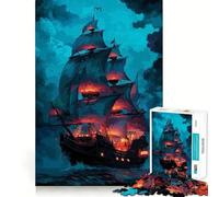Rompecabezas de 1000 Piezas con diseño de Barco Pirata en el mar para Adolescentes Juguete Que desafía la Mente Pasatiempo Tranquilo Corte preciso Regalo de Temporada (50x75cm)