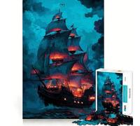 Rompecabezas de 1000 Piezas con diseño de Barco Pirata en el mar para Adolescentes Mejora la Memoria, relaja la Mente y CREA un Regalo Original (38x26cm)
