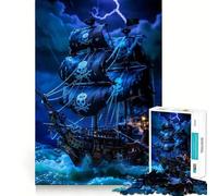 Rompecabezas de 1000 Piezas con diseño de Barco Pirata en tormenta, Ideal para Adolescentes, Que Mejora la Memoria, Ocio, con Corte Firme y decoración de Pared (38x26cm)