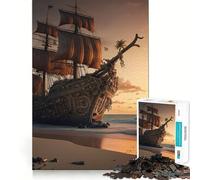 Rompecabezas de 1000 Piezas con diseño de Barco Pirata para Adolescentes Ideal para estimular la Memoria, entretenerse en casa o armar Un Regalo Encantador (50x75cm)