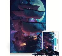 Rompecabezas de 1000 Piezas con diseño de Barco Pirata para Adolescentes Juguete Que desafía la Mente Pasatiempo Tranquilo Corte preciso Regalo de Temporada (38x26cm)