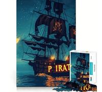 Rompecabezas de 1000 Piezas con diseño de Barco Pirata para Adolescentes Mejora la Memoria, relaja la Mente y Ofrece un Regalo Creativo con Bordes Afilados (38x52cm)