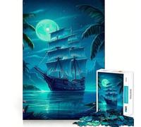 Rompecabezas de 1000 Piezas con diseño de Barco Pirata para Adolescentes Mejora la Memoria, relaja la Mente y Ofrece un Regalo Creativo con Bordes Afilados (38x26cm)