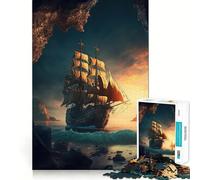 Rompecabezas de 1000 Piezas con diseño de Barco Pirata para Adolescentes Mejora la Memoria, relaja la Mente y CREA un Regalo Original (50x75cm)