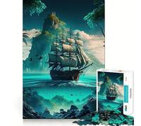 Rompecabezas de 1000 Piezas con diseño de Barco Pirata para Adolescentes Rompecabezas fácil de armar Ideal para el Ocio Corte Limpio Navidad (38x52cm)