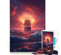 Rompecabezas de 1000 Piezas con diseño de Barco Pirata para Adultos y Adolescentes Ideal para Relajarse, Relajarse y desconectar Corte Suave (50x75cm)