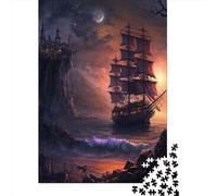 Rompecabezas de 1000 Piezas con diseño de Barcos Piratas (1 Cuadrado), Ideal para Adultos y niños. Juego de Rompecabezas de Papel de 38 x 26 cm.