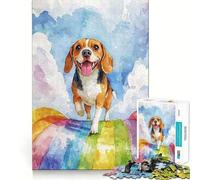 Rompecabezas de 1000 Piezas con diseño de Beagle y Puente arcoíris,Arte de Corte preciso,Juguete para desarrollar la Capacidad cognitiva,Juego Relajante para el Tiempo de Juego,Regalo de cumpleaños