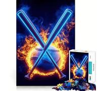 Rompecabezas de 1000 Piezas con diseño de béisbol en Llamas,Corte preciso,Juguete para desarrollar la Capacidad cognitiva,Juego Relajante para cumpleaños (50x75cm)